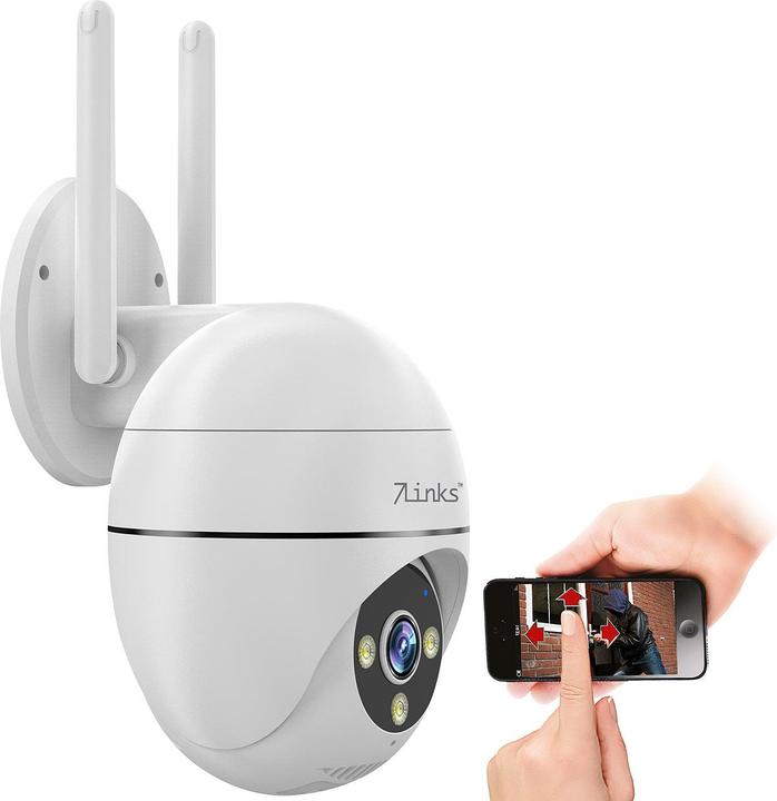 Produktbild 7links WLAN-Pan-Tilt-Outdoorkamera, 2K-Auflösung, Tracking, Nachtsicht, IP65 (2304 x 1296 Pixels)