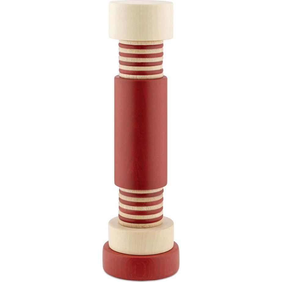 Alessi Twergi Salz/Pfeffermühle aus Buchenholz, Pfeffermühle + Salzmühle, Rot