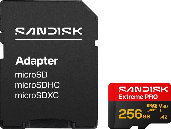 Produktbild SANDISK Extreme Pro microSDXC 256GB (256 GB, microSDHC, microSDXC, U3, UHS-I)