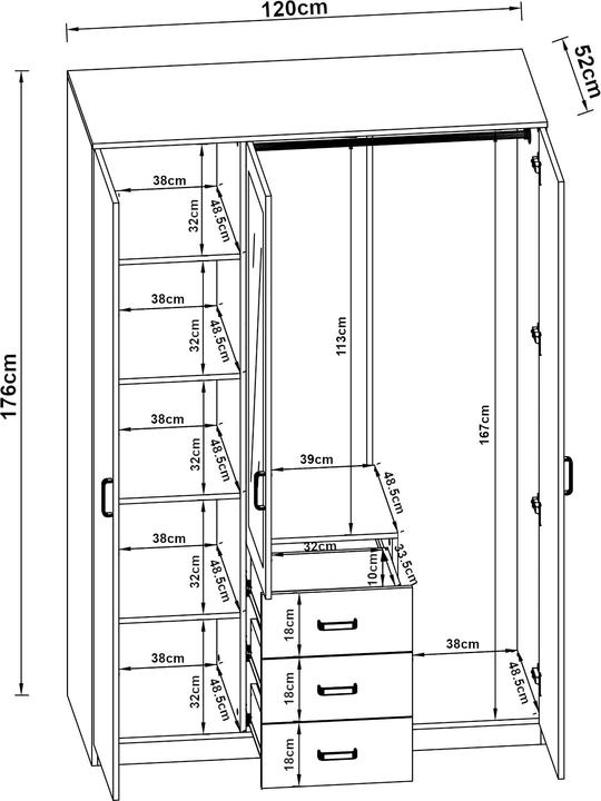 Immagine prodotto En.Casa Bodolz (120 x 52 x 176 cm)