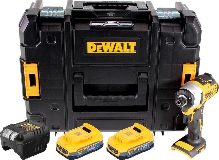 Produktbild DeWalt DCF 809 E2T Akku Schlagschrauber 18 V 190 Nm 1/4" Brushless + 2x Powerstack Akku 1,7 Ah +