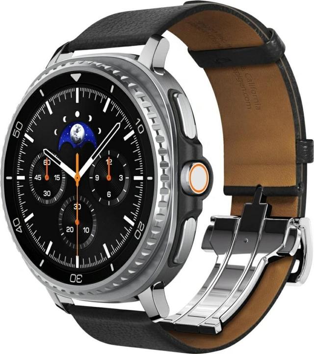 Image du produit Spigen - Enzo - Samsung Galaxy Watch8 40mm/Watch8 44mm/Watch8 Classic, Genuine Goat Leather - Black (20 mm, 22 mm, Cuir naturel, Cuir véritable, Cuir véritable)