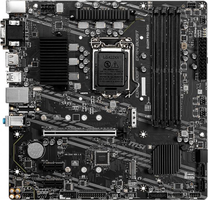 Produktbild MSI MB Pro-VDH B460,S1200,mATX,Intel (LGA 1200, Intel B460, mATX)