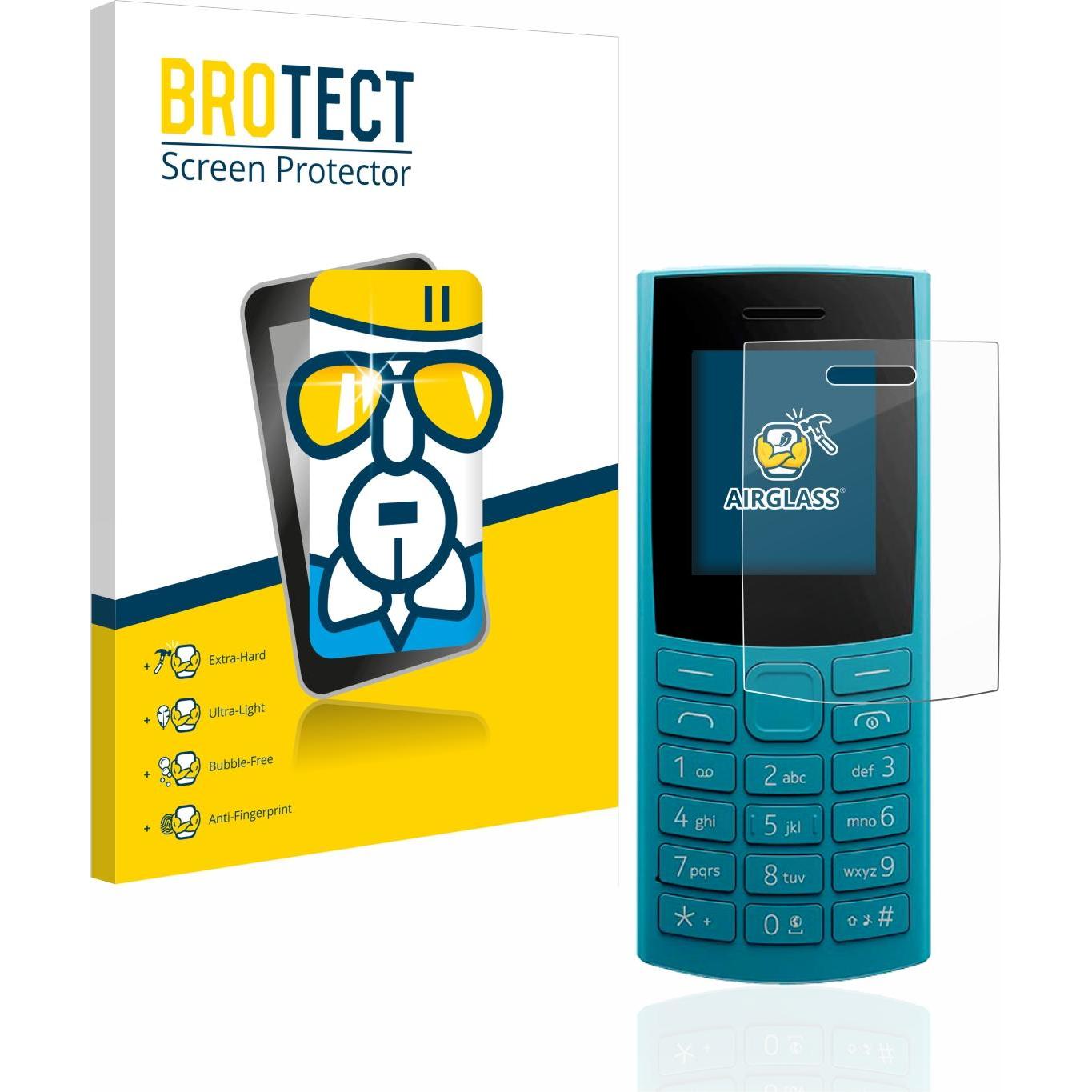 BROTECT AirGlass Panzerglasfolie (1 Stück, Nokia 105), Smartphone Schutzfolie, Transparent