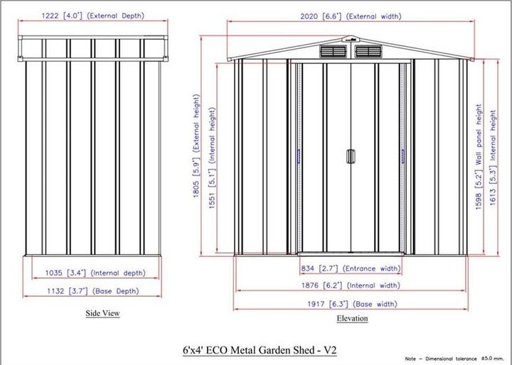 Actual product image Tepro Eco 6x4 shed, anthracite/white