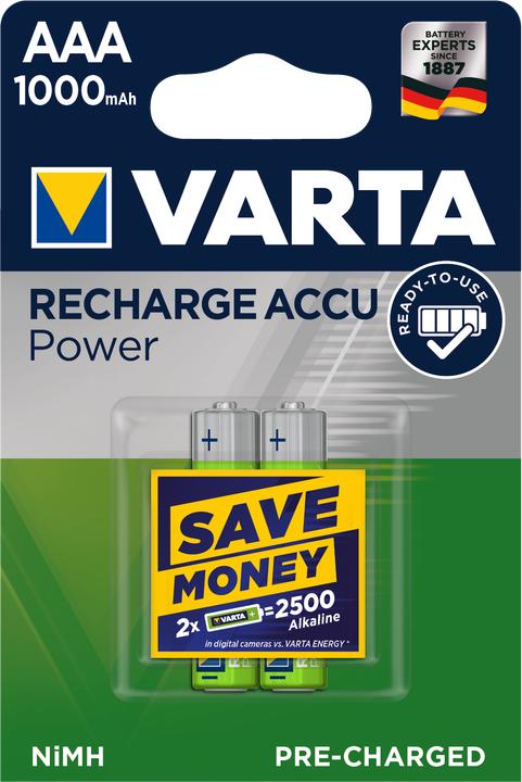 Produktbild Varta Recharge Accu Power (2 Stk., AAA, 1000 mAh)