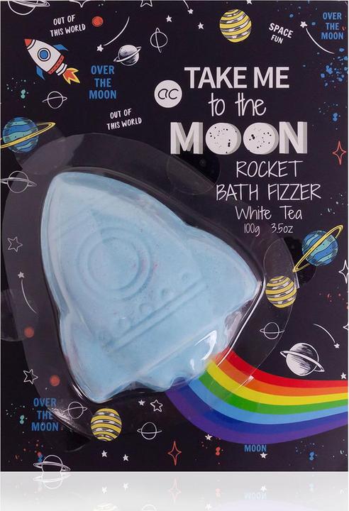 Accentra TAKE ME TO THE MOON pizzeria pour le bain en forme de fusée avec effet arc-en-ciel, boîte cadeau (Bombe de bain)