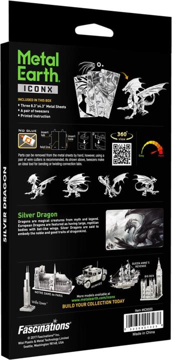 Produktbild Metal Earth Bausatz Iconx Silver Dragon