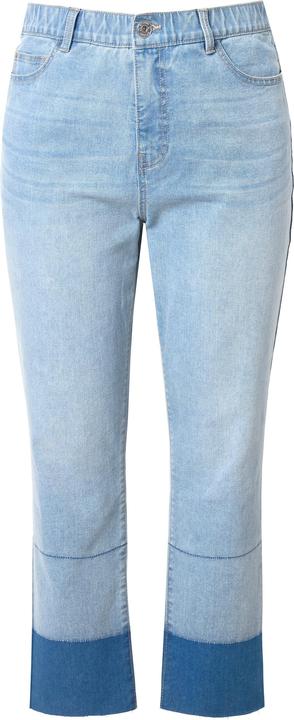 Image du produit Studio Untold Jean Mom en denim foncé, bas de jambe effiloché, coupe 5 poches (54)