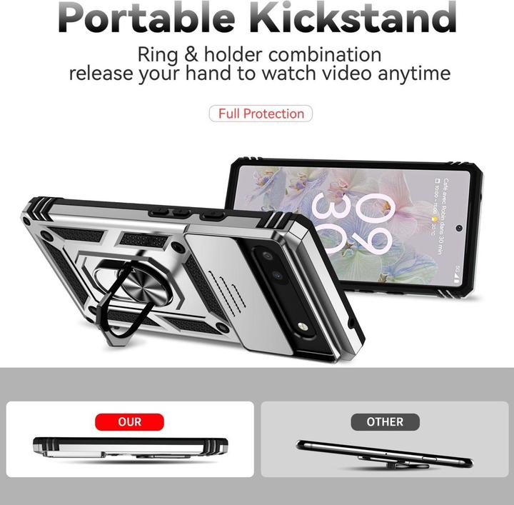 Produktbild König Design Hülle Handy Schutz für Google Pixel 6a Case Cover Halter Ring Etuis Bumper Neu (Google Pixel 6a)