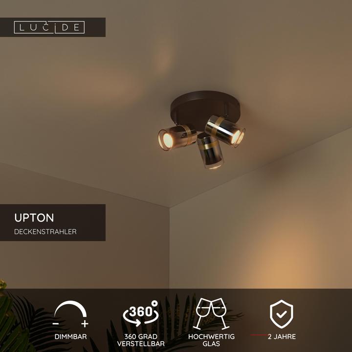 Produktbild Lucide UPTON GU10 Deckenstrahler 3-fach Modern Rauchfarbe 57900/13/65 (GU10)
