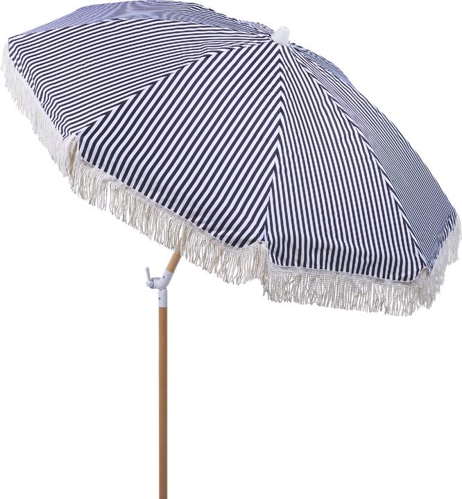 Produktbild Beliani Sonnenschirm ⌀ 150 cm schwarz / weiss mit Volant MONDELLO (1.50 m)