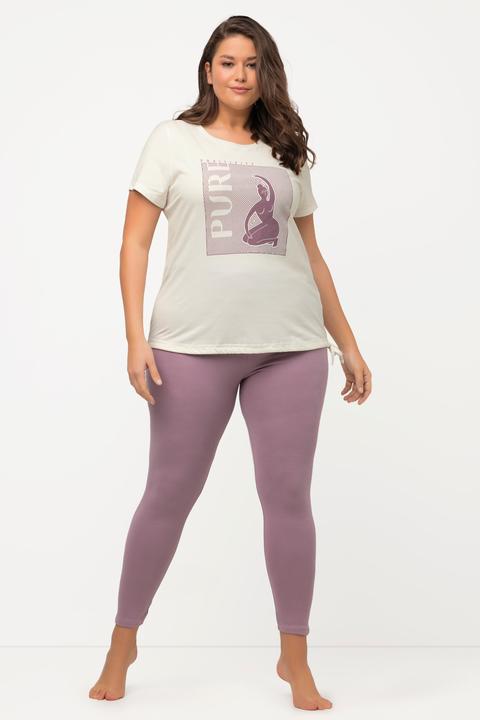 Immagine prodotto Ulla Popken T-shirt da yoga di cotone biologico con PURE, scollo a girocollo e mezze maniche (50, 52)