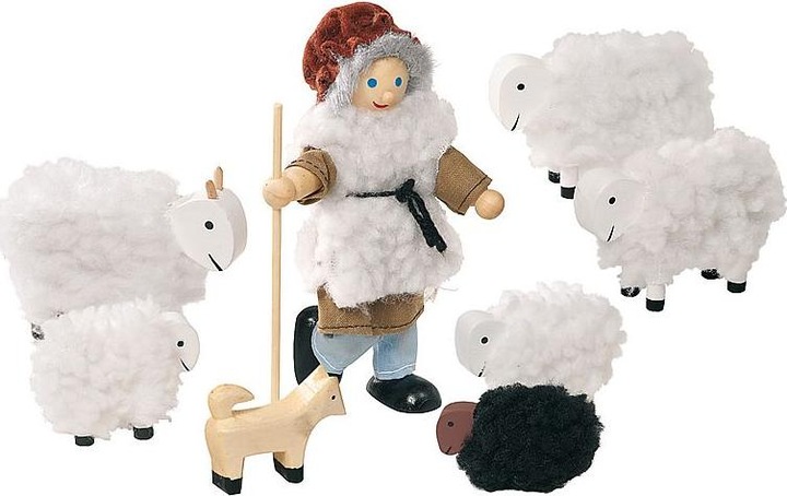 Produktbild Goki Puppenhaus + Schafe Hirte