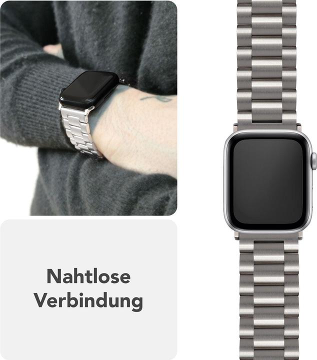Produktbild Nalia Mova Edelstahl-Armband für Apple Watch, Metallarmband gebürstet - Stabil, Rostfrei & Matt (Edelstahl 316L)