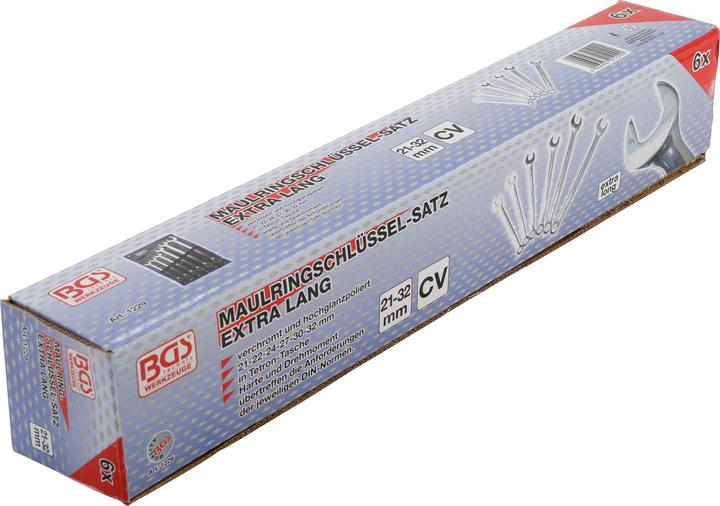 Produktbild BGS Maul-Ringschlüssel-Satz extra lang SW 21 - 32 mm 6-tlg. (32 mm, 24 mm, 22 mm, 21 mm, 27 mm, 30 mm)