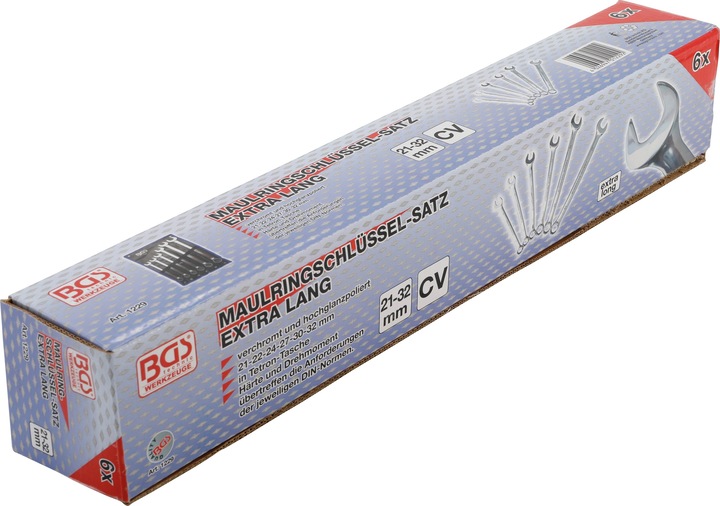 Produktbild BGS Maul-Ringschlüssel-Satz extra lang SW 21 - 32 mm 6-tlg. (32 mm, 24 mm, 22 mm, 23 mm, 21 mm, 27 mm, 31 mm, 26 mm, 30 mm, 28 mm, 29 mm, 25 mm)