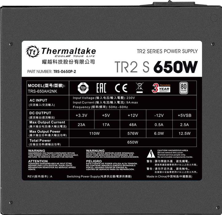 Actual product image Thermaltake Netzteil TR2 S 650W ATX 80+ Black retail (650 W)