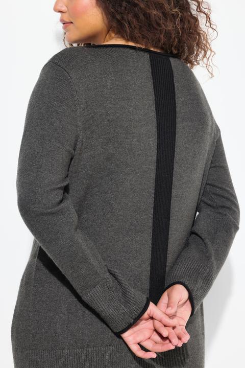 Produktbild Ulla Popken Pullover, Saumschlitze, U-Boot-Ausschnitt, Langarm (42, 44)