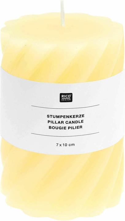 Rico Design Pillar candle spiral yellow.700638 (1 pcs.)