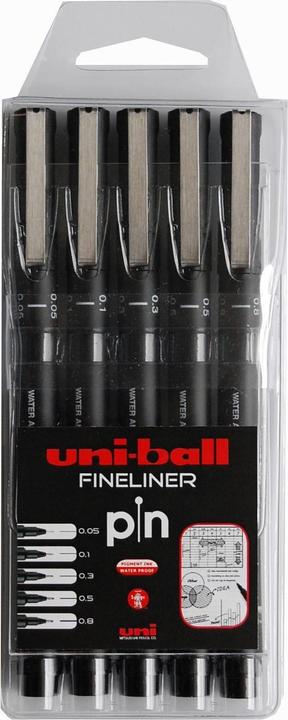 Uni-ball Fineliner Pin (Black, 5 x)