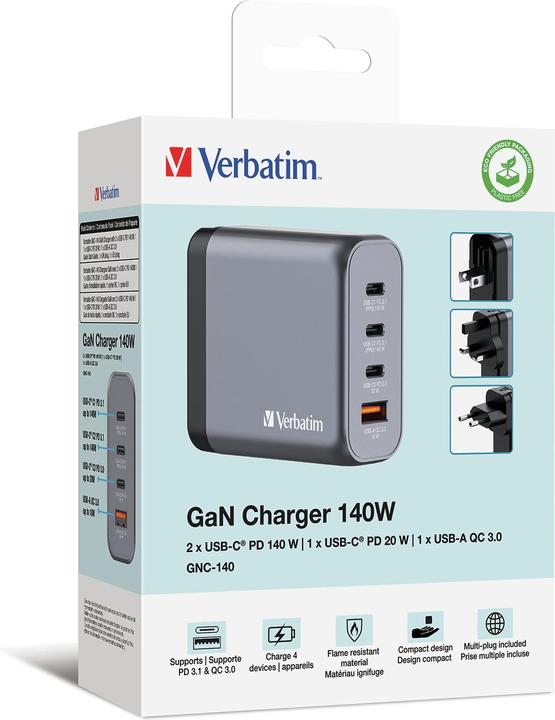 Actual product image Verbatim GNC-140 GaN Charger (140 W)