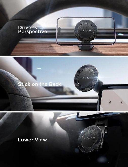 Actual product image Lisen MagSafe car mount Tesla version