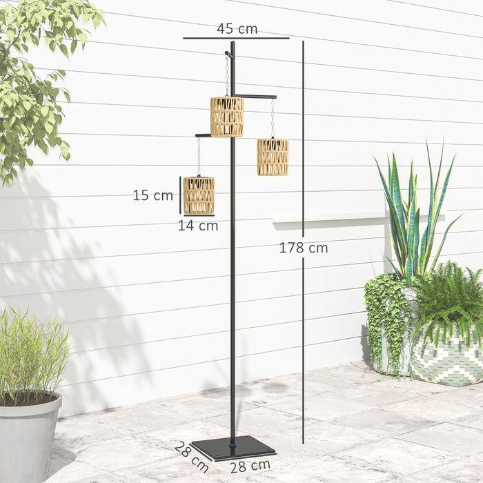 Produktbild Swisshandel24 Solar Stehlampe Rattan Solarlampen mit Lichtsensor automatisch im Boho-Stil IP44 (15 lm, IP44)