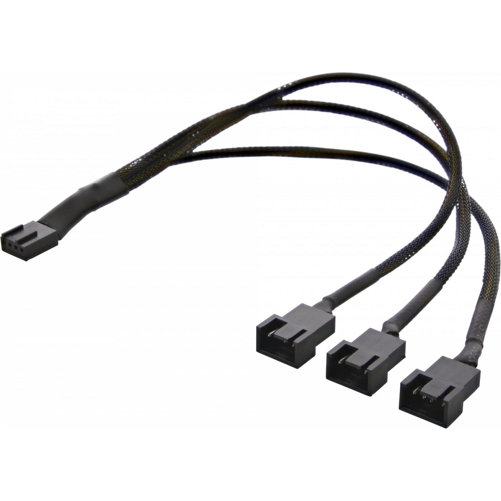 Thumbnail - Deltaco splitter för PWM-flaektar 4-pin till 3x4-pin ho svart (0.30 m), Stromkabel
