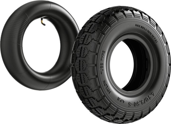 Actual product image Wiltec Tyre for lawn mower 11x4.10/3.50-5 4pr with innner tube and curved valve stem garden tractor (Lawn mower, Lawn tractor, Garden machinery spare parts)