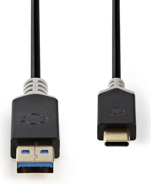 Actual product image Nedis USB cable USB 3.2 Gen 1 USB-A male USB-CT male 5 Gbps Gold-plated 1.00 m round PVC Anthrazi (1 m, USB 3.2 Gen 1, 60 W)