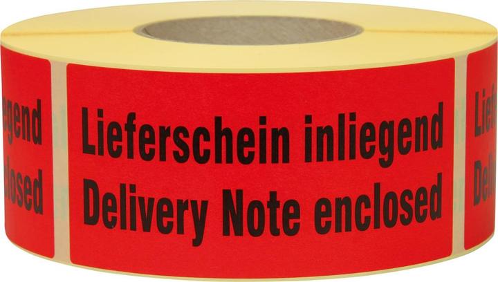 Transpak Hinweisetikett Lieferschein inliegend Länge 145 mm, Breite 70 mm rot
