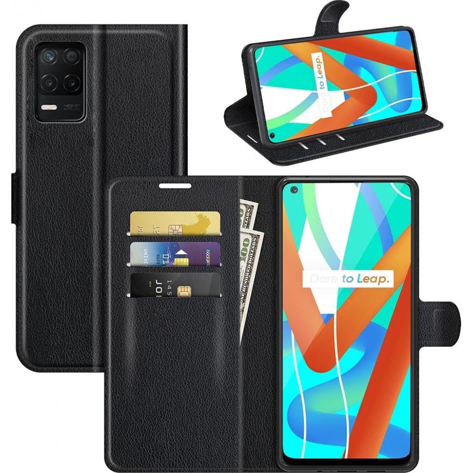 Screenguard Realme 8 Leather Guard Lederhülle (realme 8), Smartphone Hülle, Schwarz