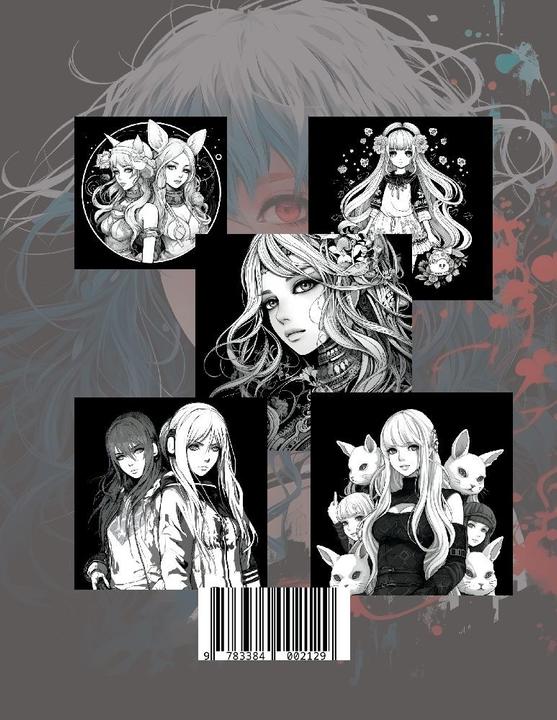 Actual product image Black manga colouring book for girls