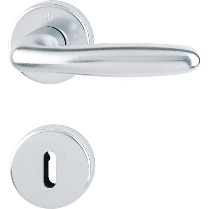 Hoppe, Türgriff + Fenstergriff, Rosettengarnitur Verona 1510 / 42KB/42KBS Aluminium F1 OB DIN links / rechts D/D (Türgar...