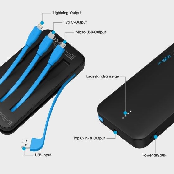 Produktbild Xlayer Powerbank Plus AllinOne (10000 mAh, 18 W, 37 Wh)