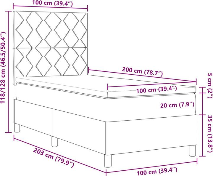 Produktbild vidaXL Boxspringbett (100 x 200 cm)