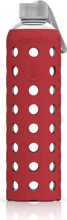 Produktbild Spottle Glasflasche mit Silikonhülle von rot 1Liter (1 l)