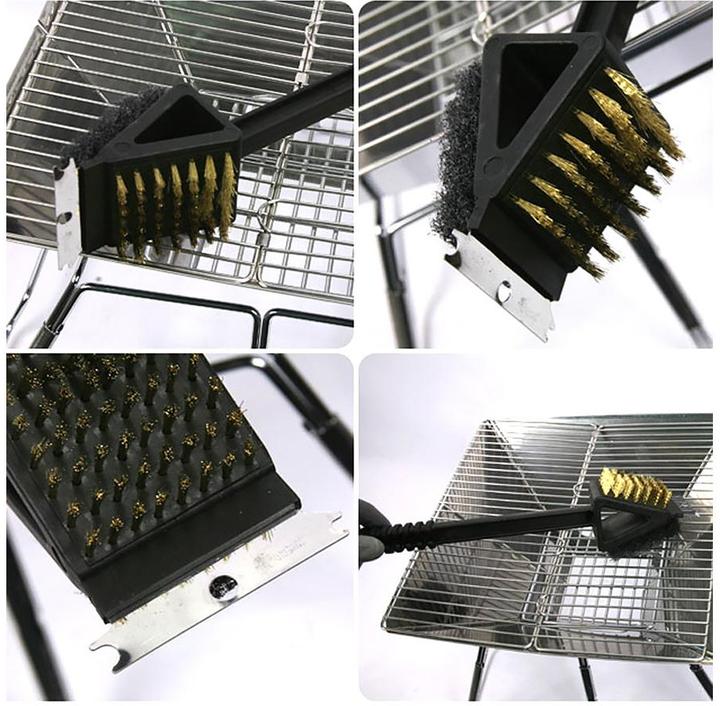 Produktbild PhoneLook BBQ Grillbürste Barbecue Stahlwatte, Stahlbürste und Schaber für dreifache Einsatzmöglichkeit (36 cm)