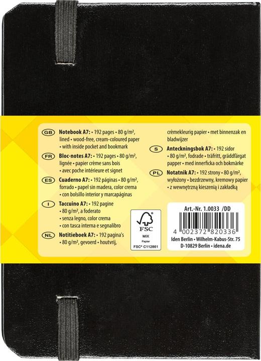 Actual product image Idena Notebook A7 lined black FSC-Mix (A7, Lined, Hardcover)
