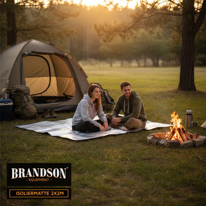 Produktbild Brandson Isomatte faltbar, Campingmatte, outdoor, ultraleicht, Aluminium, EPE-Schaum, 2x2x0,02 m, 200x200 cm