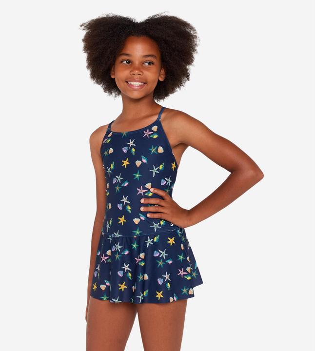Produktbild Nabaiji Girls’ swimming 1-piece skirt swimsuit - 100 Lila blue (140)