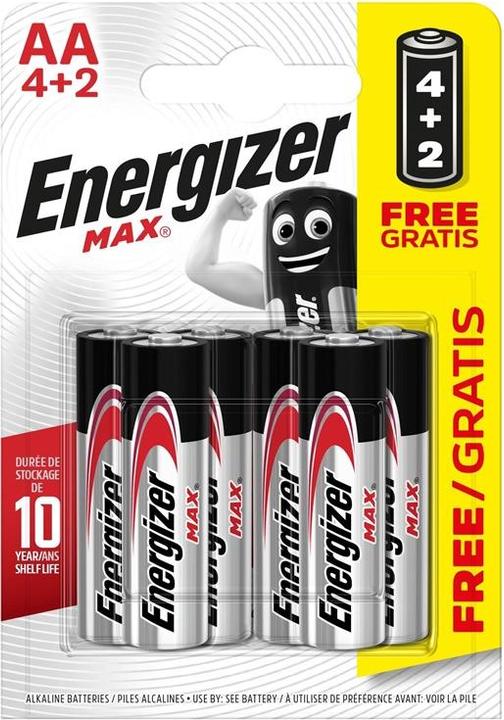 Productafbeelding Energizer Max Alkaline Mignon batterijen, 4 + 2 gratis (6 Pcs., AA)