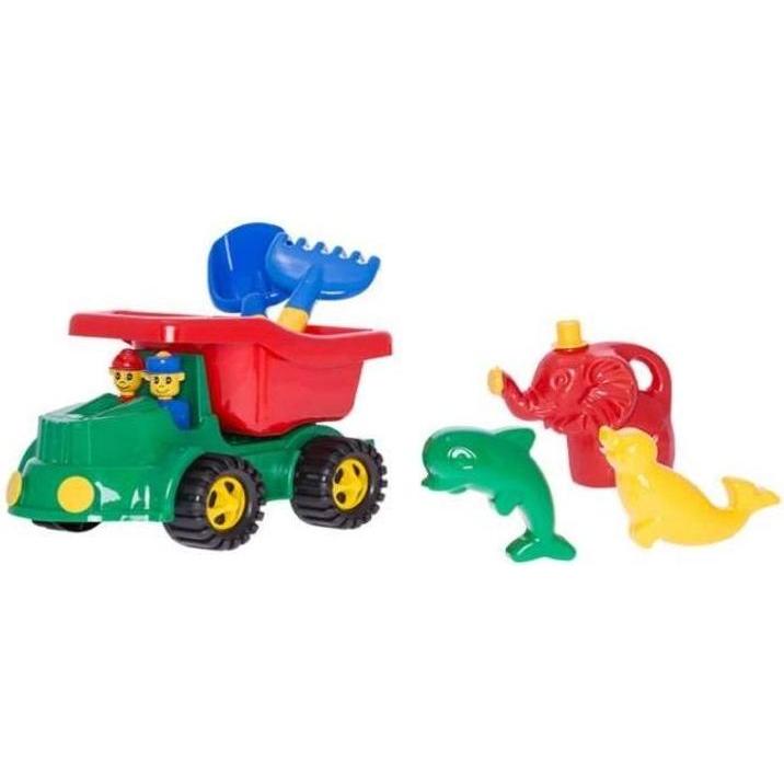 Teka Jeep-Auto mit Sandzusätzen und einer Giesskanne