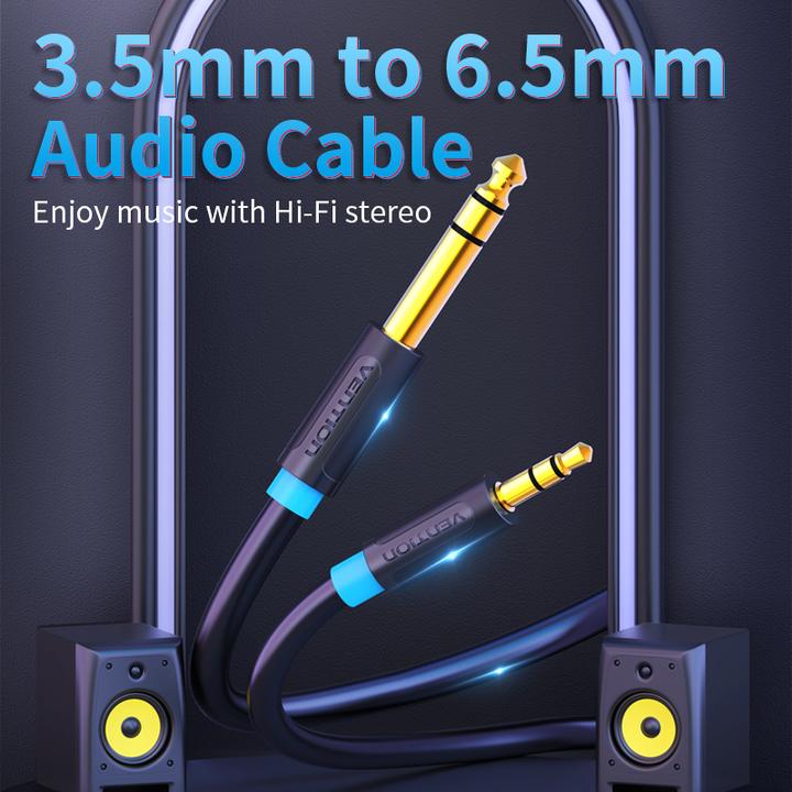 Actual product image Vention 3.5mm TRS Male to 6.35mm Male Audio Cable 3m BABBI (black) (3 m, AUX cable)