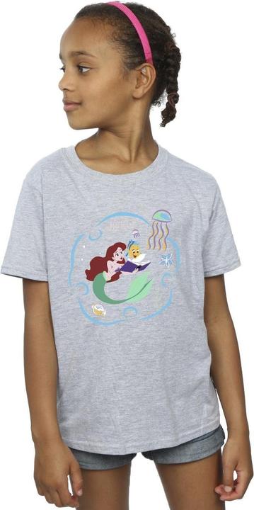 Actual product image Disney Girls The Little Mermaid Reading A Book Cotton T-Shirt (128)
