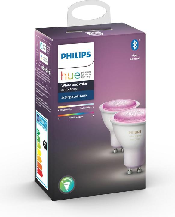 Produktbild Philips Hue White & Color Ambiance BT (GU10, 5.70 W, 350 lm, 2 x, G)