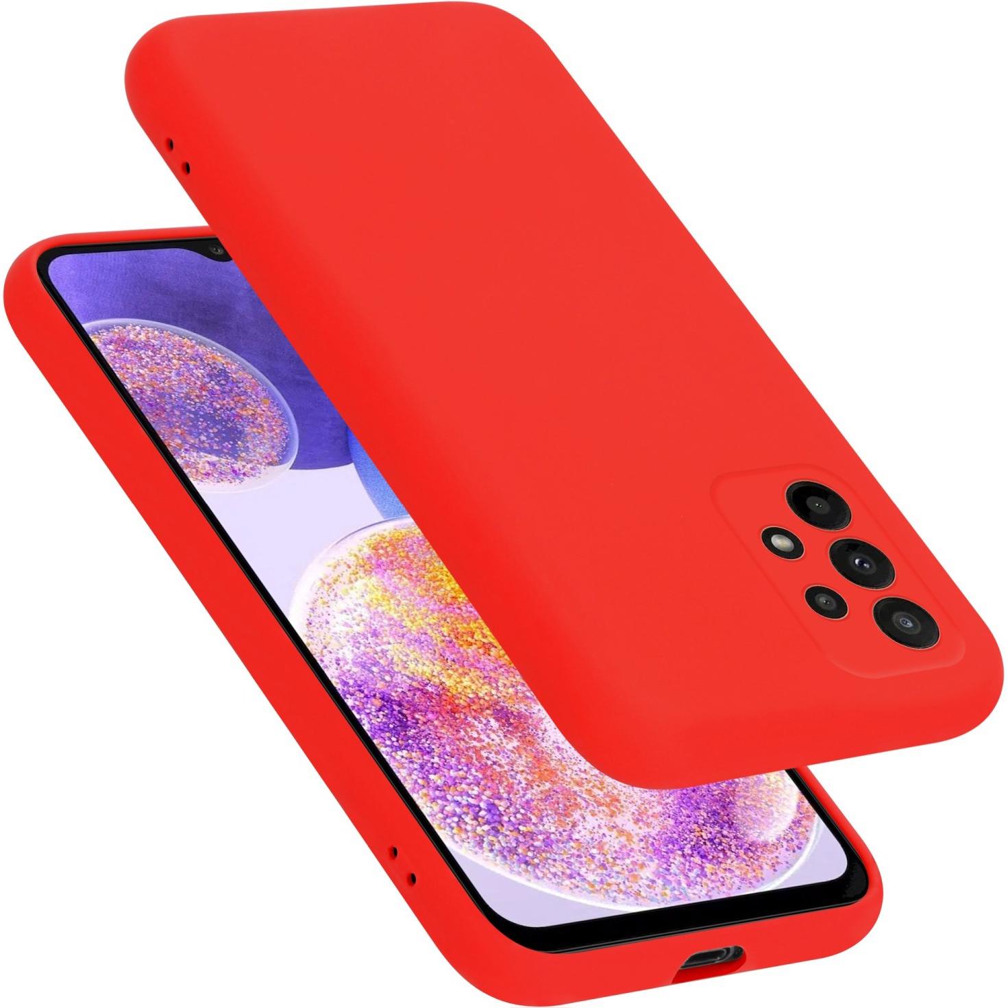 Cadorabo TPU Liquid Silicone Case Hülle für Samsung Galaxy A23 4G (Samsung Galaxy A23), Smartphone Hülle, Rot