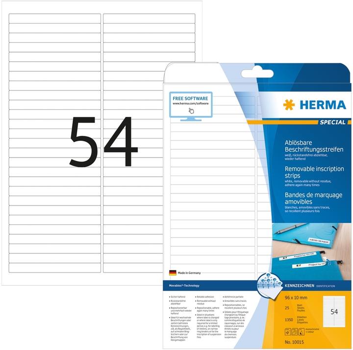 Actual product image HERMA A4 removable labelling strips