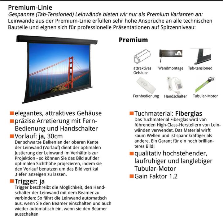 Immagine prodotto Berling Motor-Leinwand, gespannt/tensioned, elektrisch, 2.35:1, 103" (242x103cm),Premium (103", 2.35:1)